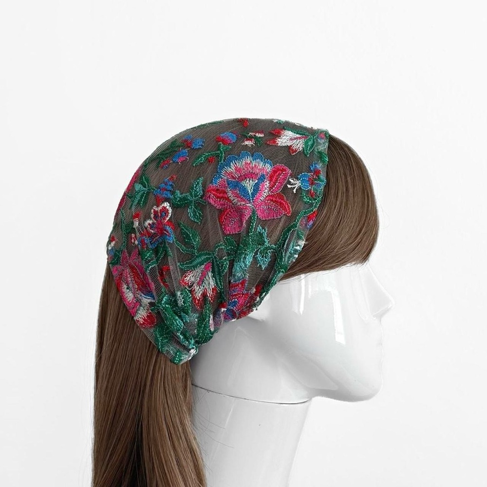 Floral Embroidered Headscarf